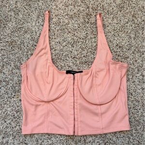 Forever 21 Pink Ribbed Corset Crop Top